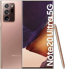 mejores teléfonos inteligentes Samsung Galaxy Note20 Ultra 5G Smartphone Android Libre de 6.9 256GB Mystic Bronze