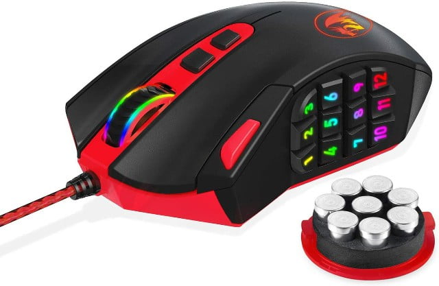 Los Mejores Mouse Gamer por Cable para 2021 Redragon M901-2 Ratón para Juegos con Cable con 12400 DPI Programable Iluminación, 18 Botones Programables