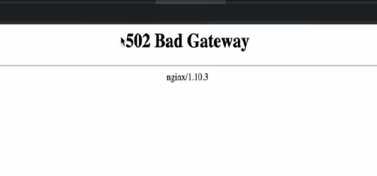 Código de error 502 Bad Gateway.