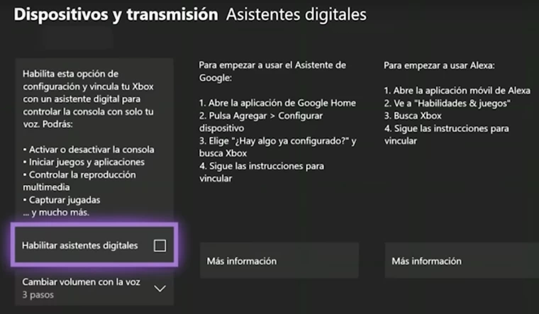 Habilitar asistentes digitales para controlar Xbox con Alexa.